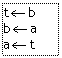 �ı���: t b
b a
a t
